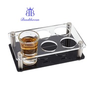 1Set Shot Glass Holder Tray 6 Hole Acrylic Bar Tasting Serving Tray Wine Shot Glasses Display Whiske