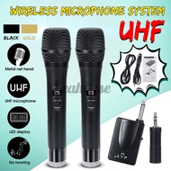 UHF Handheld Wireless Microphone System for KTV TV Karaoke DVD PC - 2 Dynamic Mics Mini Metal Receiver 6hr Battery Life 200mHz-700mHz Frequency Range Easy Setup Durable &amp; VersatileMY