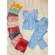 Women's floral home wear set, 9 inches of pants with 40-62kg pockets