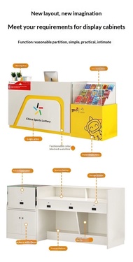 Curved Glass Integrated Lottery Counter | Instant Ticket Display & Cashier Desk for Lottery Shop | T
