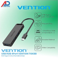 VENTION USB HUB Type-C to 4-Port USB 3.0 Hub with Power Supply Black TGKBB