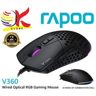 RAPOO V360 WIRED MODULAR SYMPHONY RGB GAMING MOUSE WITH 9 PROGRAMMABLE KEYS, 6 MAGNETIC MODULES, LIG