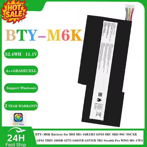 BTY-M6K Battery for MSI MS-16R1/R3 GF63 8RC 8RD 9SC 9SCXR GF65 THIN 10SDR GF75 GS63VR GS73VR 7RG Ste