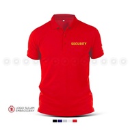 Polo T-Shirt Sulam Security Logo Emas Gold Baju Lelaki Uniform Office Cotton Embroider Fashion Baju 