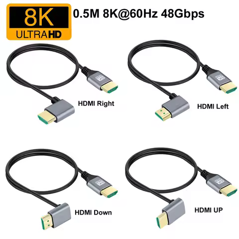 0.5M Nylon HD 8K@60Hz 4K@120Hz 48Gbps Ultra HDR V2.1 1080P HDMI Male UP/Left/Right/Down Extension Ca