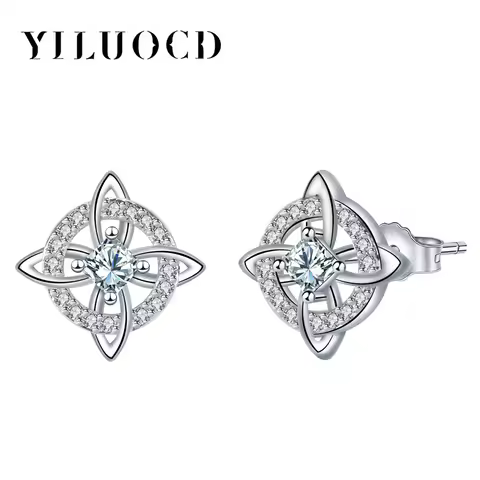 925 Sterling Silver Nudo De Bruja Original Stud Earrings for Women Witches Knot Earrings with Zircon