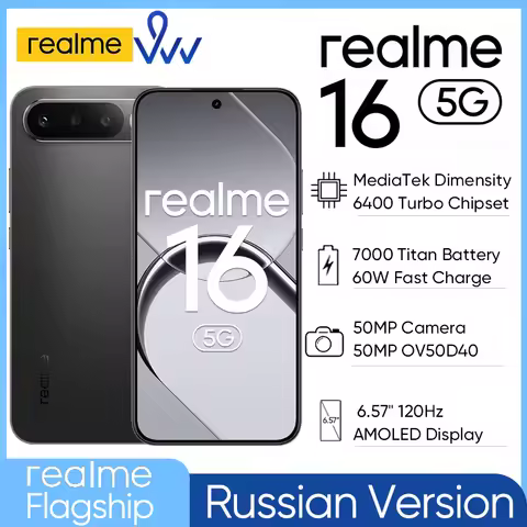 realme 16 5G Smartphone 50MP Sony IMX852 Camera 7000mAh Battery 60W Charge 6.57" AMOLED Display Dime