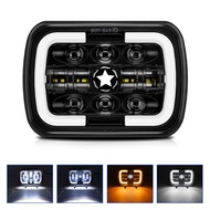 7x6 5X7 Inch LED Headlight Square Hi-Lo Beam Halo For Jeep Cherokee XJ Wrangler YJ Off-road Truck Mo