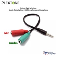 PLEXTONE 2 Female to 1 Male Audio Microphone Cable Y Splitter PC780 (19cm/3.5mm)