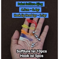 Softlure Ajing Fishing Bait Package Free Hook Jig Head 2gr-3.5gr softlure ajing 4.5cm