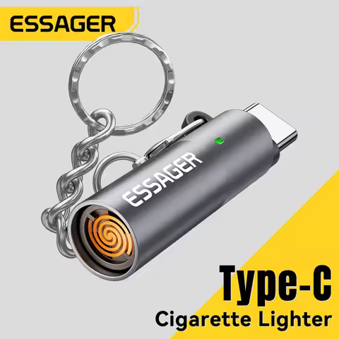 Essager USB Type C Cigarette Lighter Tungsten Wire Blowing Safety for Air Travel No Flame Auto Shut-