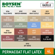 ✖BOYSEN Permacoat Flat Latex Paint - 4L (For Concrete &amp; Stone Surfaces)