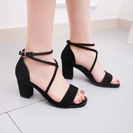 Women's Gladiator Chunky High Heel Sandal (Black)