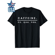 MenS Vintage Medical T-Shirt - Caffeine Po Q4h Prn Funny Nurse Humor Design, Black Crew Neck Tee wit