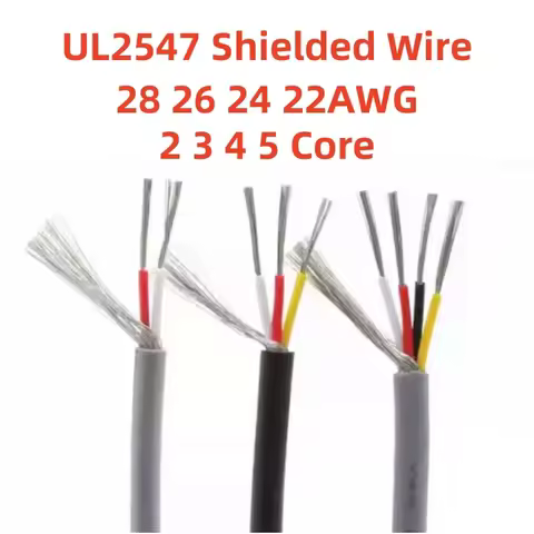1/5Meter UL2547 Signal Shielded Cable 28 26 24 22AWG 2 3 4 5 Core PVC Tinned Copper Wire Control Hea