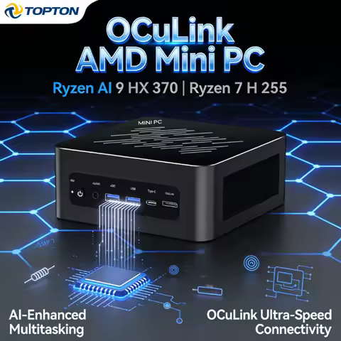 Topton Gaming Mini PC OCuLink AMD Ryzen AI 9 HX 370 AI 7 PRO 360 Ryzen 7 8845HS/7840HS Desktop Small