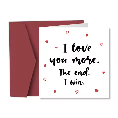 "I Win and I Love You More" Greeting Card with Envelope,Romantic Anniversary Birthday Card for Husba
