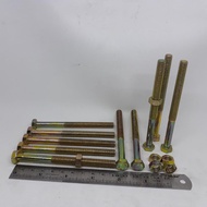 M8X100 (10 CM) YELLOW HEXAGON NUT BOLT HALF THREAD BMK M8 X 100 LENGTH 10 CM BODY DIAMETER 8MM YELLO