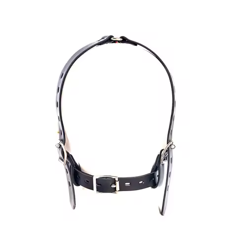 Open Mouth Gag Restraint Leather Head Harness Nose Hook with Metal Mouth Enlargement Ring Bondage Mo