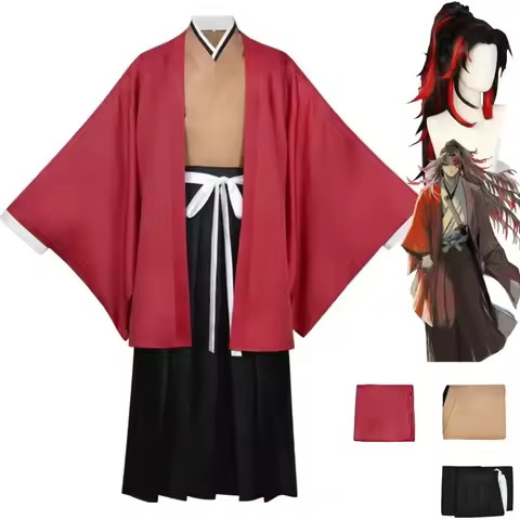 Anime Tsugikuni Yoriichi Cosplay Costume Japanese Kimono Bathrobe Haori Cloak Coat Wig Man Christmas
