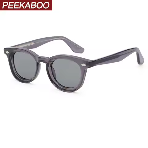 Peekaboo UV400 Round Sunglasses Retro Women CP Acetate Men Polarized Sun Glasses Square Unisex Summe