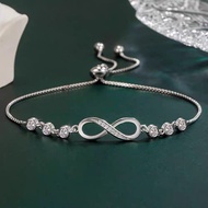 Classic 925 Silver Ladies Bracelet|Rose Gold Bracelet, Diamond Heart Bracelet
