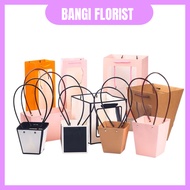 (1pcs) TOTE PAPER BAG Waterproof Flower Bouquet Bag Kraft Flower Bouquet Black Gift Paper Bag Surpri