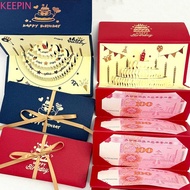 KEEPIN 3 D Birthday Red Envelope, Pop-Up Traditional Lucky Money Envelope, Happy Birthday Folding Be
