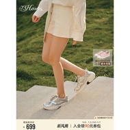 73hours Women's Shoes Sunday Pause Autumn New Style Silver Casual Shoes Thick-Soled Daddy Shoes