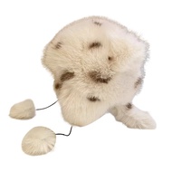 Trapper Hat with Bear Ear Adult Winter Earlap Hat with Pompom Windproof Faux Fur Hat with Tail for S