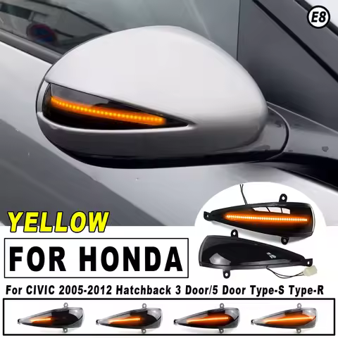 2X Dynamic Blinker LED Turn Signal Light Indicator Side Mirror Lamp For Honda Civic 8th MK8 Hatchbac