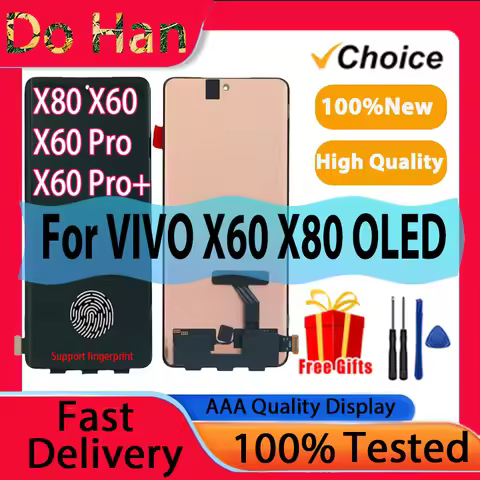 OLED For Vivo X80 X60 X60 Pro X60Pro+ Display Touch Screen Digitizer Assembly LCD Replacement Curved