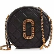 Marc Jacobs MJ 黑色圓形復古菱格肩背包 THE STATUS 小圓包側背包圓餅包