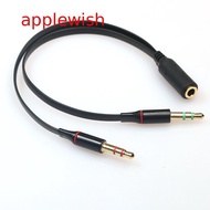 ~Applewish~ Male 2 Audio Y-Splitter Mic Adapter Audio For PC Cable 1 Stereo to 3.5mm Female Headset