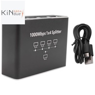 Gigabit Network Splitter 1-To-4 Network Cable Splitter RJ45 Network Port Ethernet Splitter Suitable 
