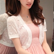 Women Shawl Elegant Mesh Lace Cape Plus Size Lady Bolero White Black Short Sleeve Shrugs Bolero