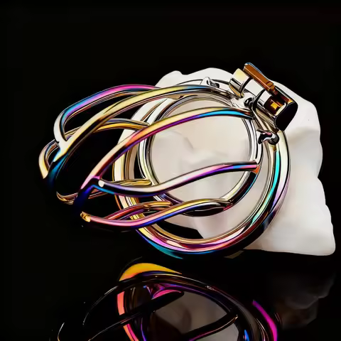 New Men's Chastity Cage Color-Plated Banana Design Abstinence Chastity Device