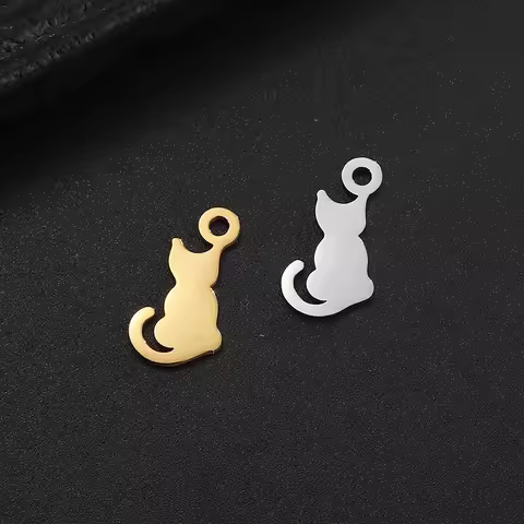 10pcs/lot Cute Cartoon Cat Penguin Charms Stainless Steel Women Animal Pendant Necklace DIY Charm Wh