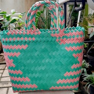 Keranjang Belanja Anyaman Plastik Warna Tas Pasar Kantong Belanja Tas Anyaman Plastik / Keranjang A