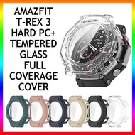 Amazfit T Rex 3 Hard PC With Tempered Glass Protector Cover Amazfit T-Rex3 Trex3 T Rex3 Full Coverag