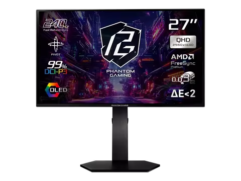 ASRock Phantom Gaming 27 inch QHD 2K 1440P 240Hz AMD FreeSync Premium 0.03ms HDR10 OLED Gaming Compu