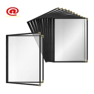 12 Pack Cafe Style Menu Cover A4 Menu Protective Case Crystal Clear Vinyl (Black, 2 Pages/4 Views - 