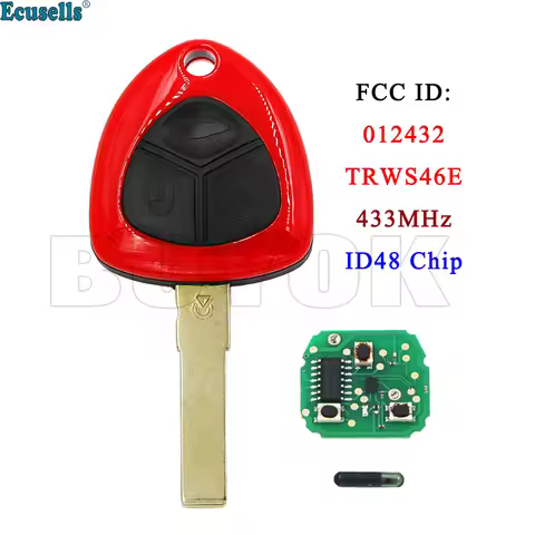 Ecusells 3 Buttons Remote Car Key Fob for Ferrari 458 488 599 Italia 612 FF 433MHz 48 Chip FCC ID:01