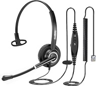 Beebang Telephone Headset with Microphone Noise Canceling for Office Landline Deskphone, with Mic Mute Volume Controller, Mono RJ9 Phone Headset for Call Center Avaya Polycom Nortel