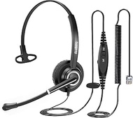 Beebang Telephone Headset with Microphone Noise Canceling for Office Landline Deskphone, with Mic Mute Volume Controller, Mono RJ9 Phone Headset for Call Center Avaya Polycom Nortel