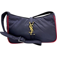 二手 SAINT LAURENT Saint Cassette 單肩包，733294，尼龍材質，海軍藍配金色五金，女款