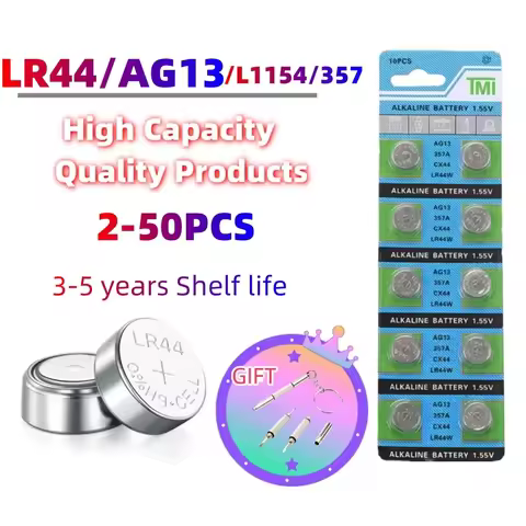 2-50pcs LR44 Batteries AG13 Button Cell Battery 1.5V 357 SR44 LR1154 Button Coin Batteries L1154 Bat