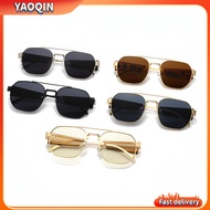Uv400 Uv400 Sunglasses Metal Tinted Lens Shades Polygonal Lightweight Double Bridge Sunglasses For  