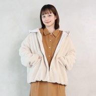 【Simply Yours】羊羔毛鋪棉連帽外套 米白F