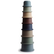 mushie Stacking Cups Toy 8 pcs | Made in Denmark (Forest)